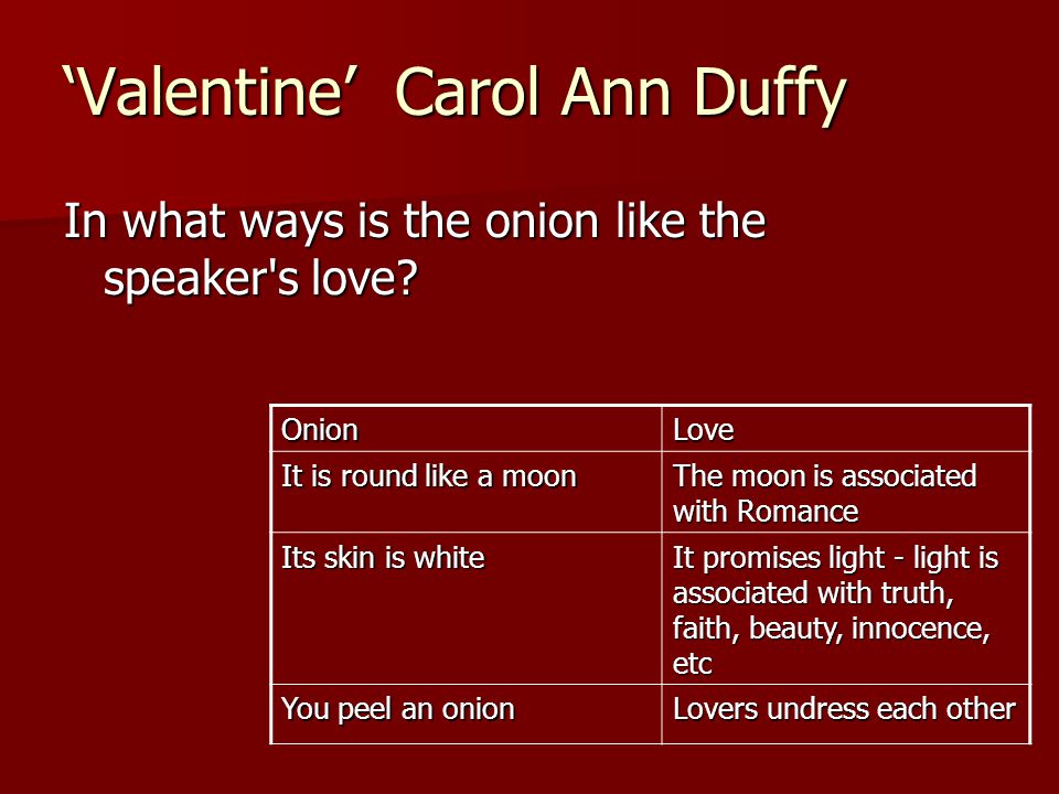 valentine poem carol ann duffy summary