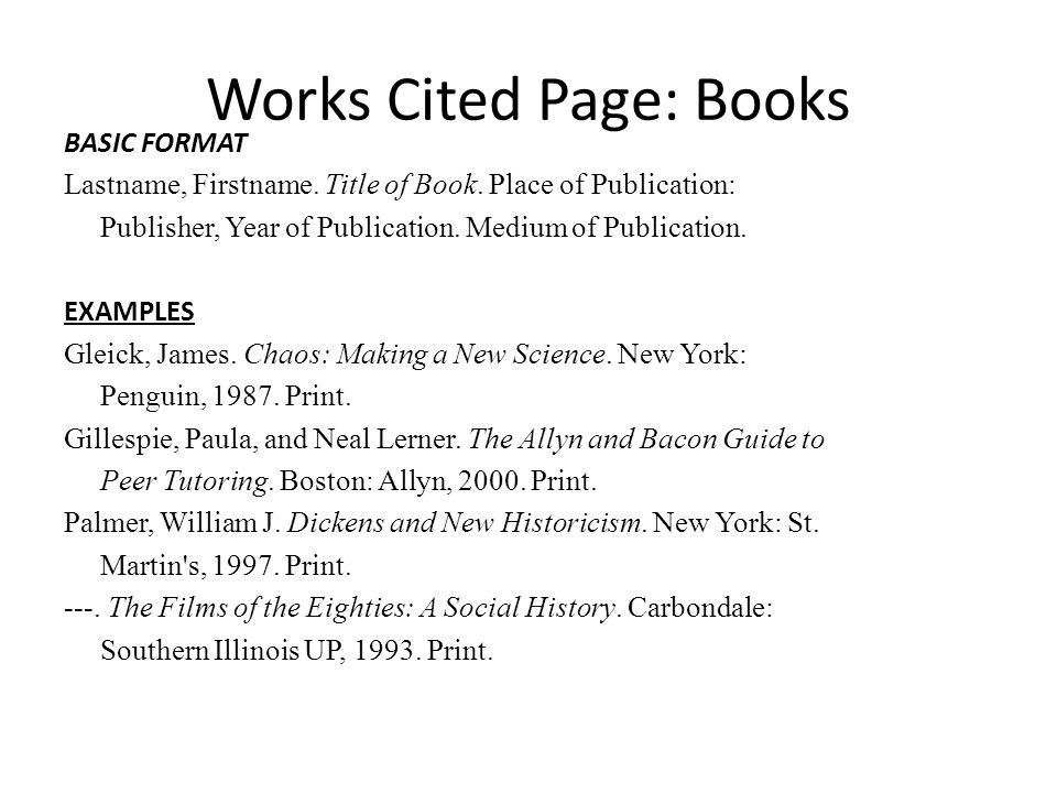 Mla in   text citation and works cited entries