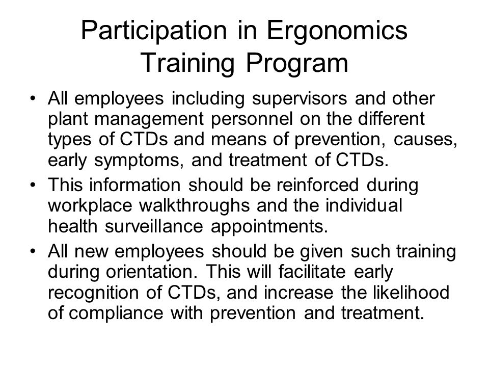 Ergonomic Training Programs Ergonomic Training Programs