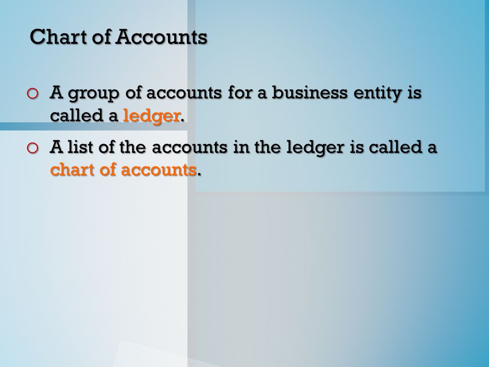 A Group Of Accounts For A Business Entity Is Called