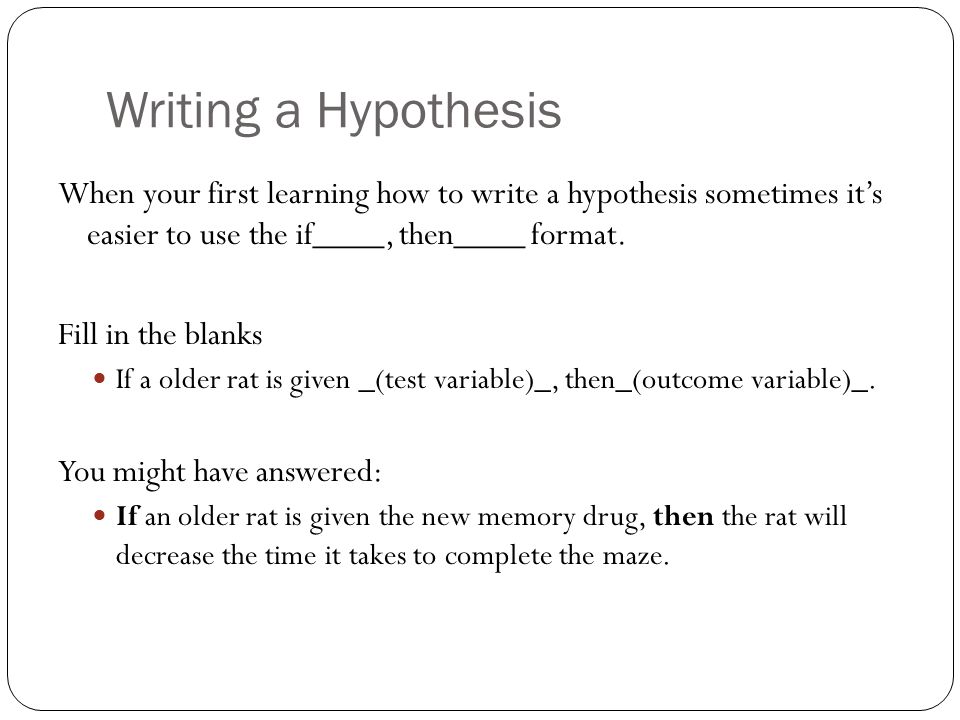 how to write a hypothesis science