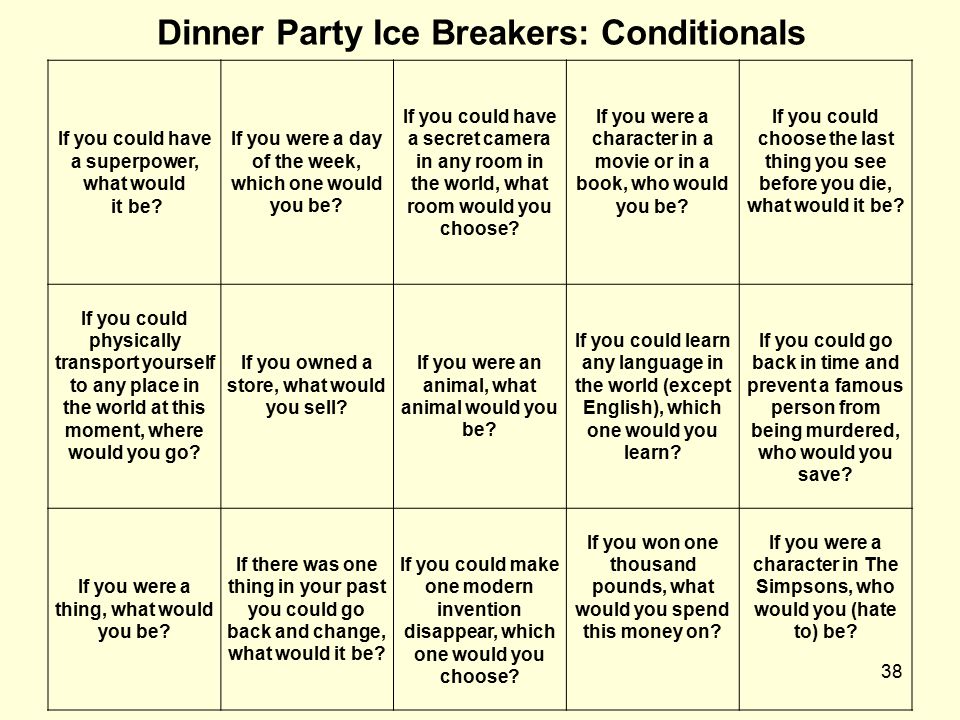 Dinner Party Download Ice Breakers List