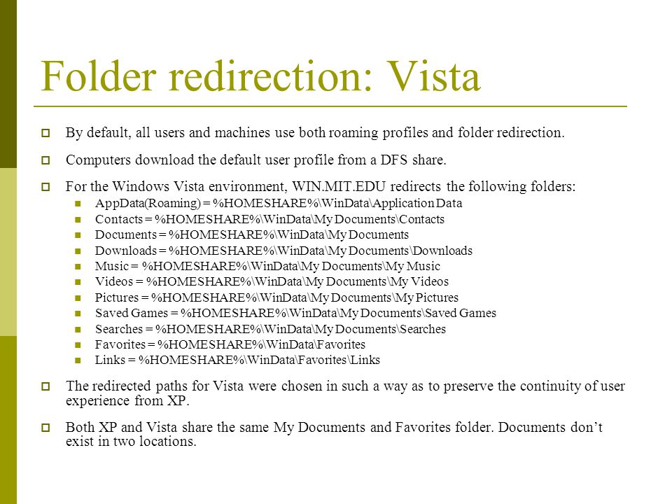 Default Folder In Vista
