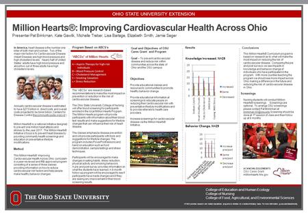Million Hearts®: Improving Cardiovascular Health Across Ohio Presenter Pat Brinkman, Kate Gawlik, Michelle Treber, Lisa Barlage, Elizabeth Smith, Jamie.