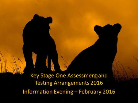 Stapeley Broad Lane CE Primary School Key Stage One Assessment and Testing Arrangements 2016 Information Evening – February 2016.