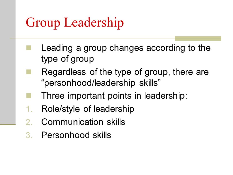 Leadership In A Group 103