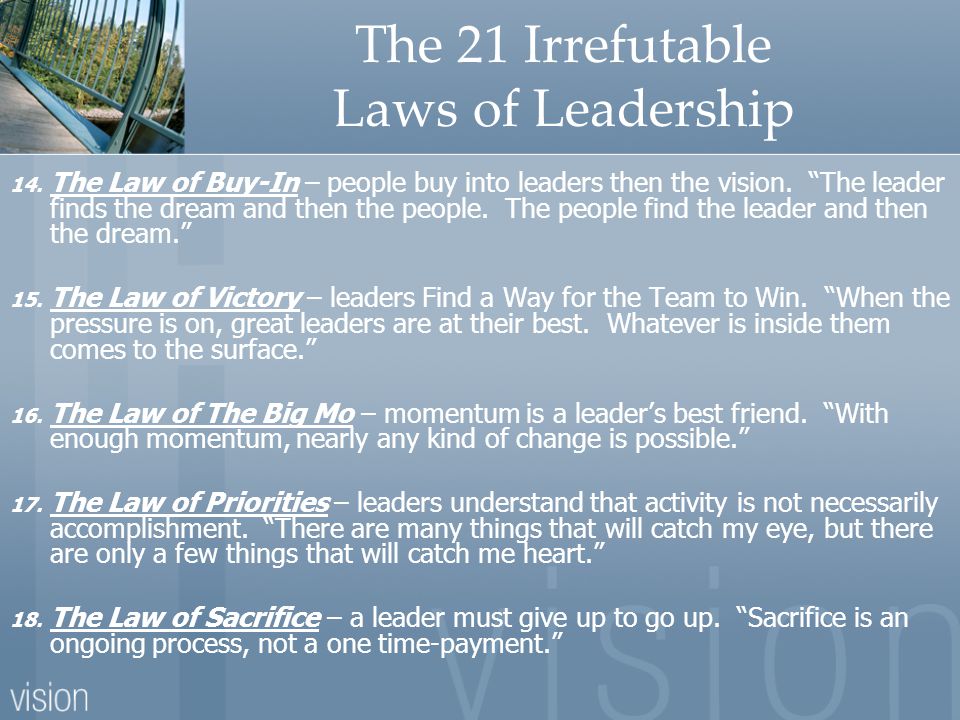 21 Irrefutable Laws Leadership