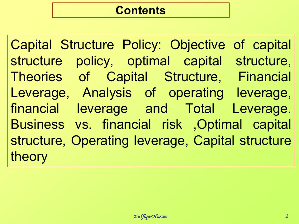 Business financing and the capital structure 2 essay