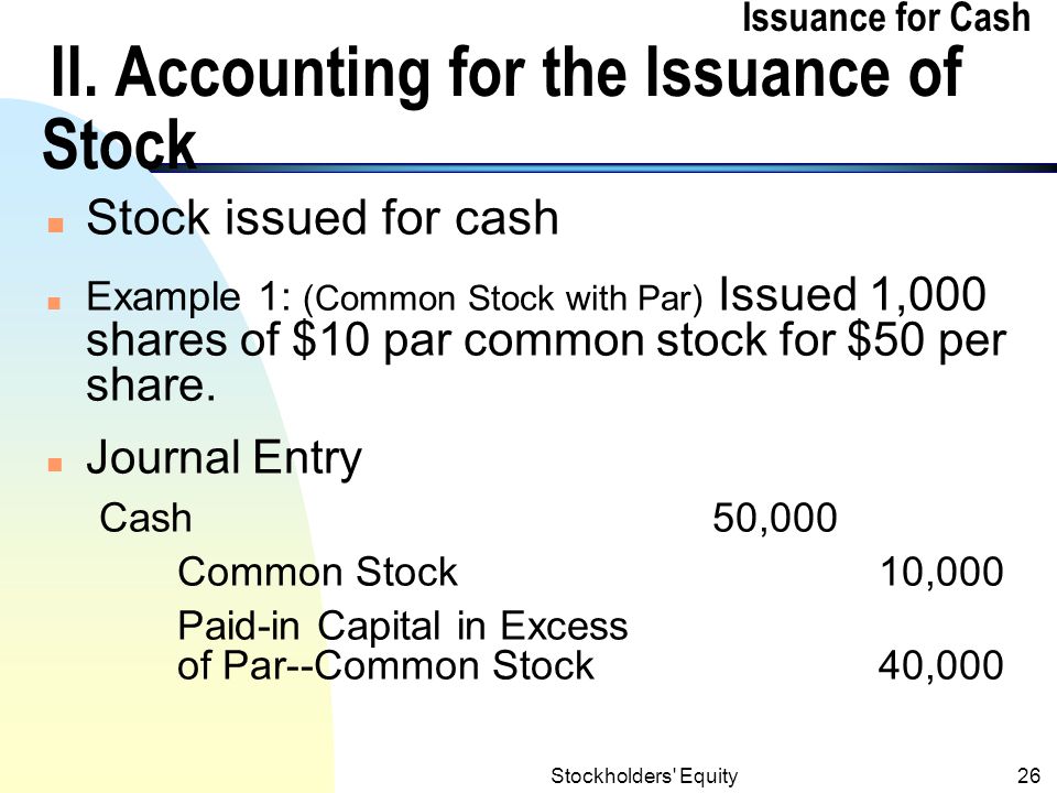 Journal Entries For Issuing Par Stock Symbol
