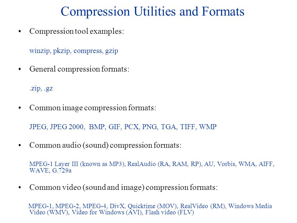 Common Zip Formats Common Zip Formats