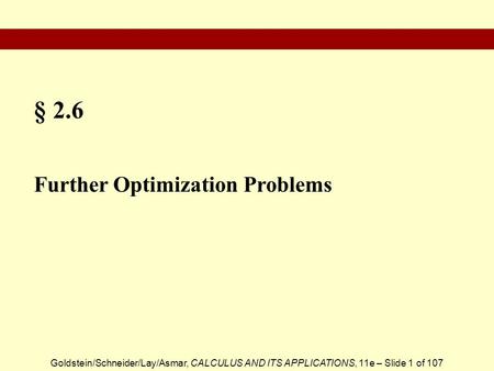 § 2.6 Further Optimization Problems.
