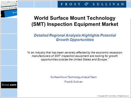 World Surface Mount Technology (SMT) Inspection Equipment Market Detailed Regional Analysis Highlights Potential Growth Opportunities Surface Mount Technology.