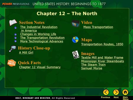 Chapter 12 – The North Section Notes Video Maps History Close-up