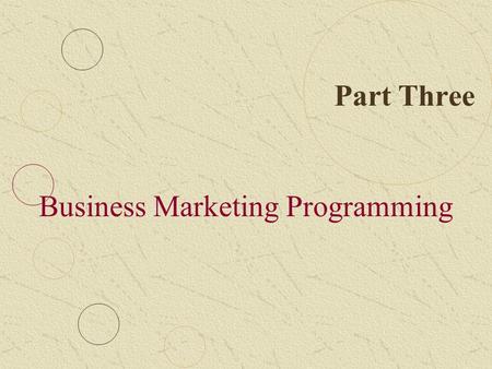 Business Marketing Programming
