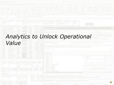 1 Analytics to Unlock Operational Value Service Offerings.