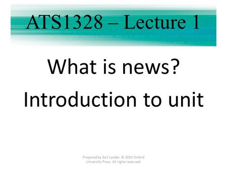 What is news? Introduction to unit
