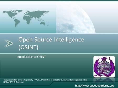 Open Source Intelligence (OSINT)