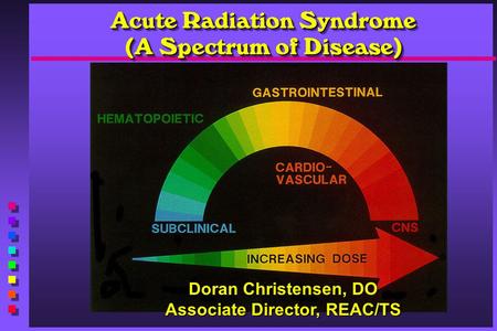 Acute Radiation Syndrome (A Spectrum of Disease) Doran Christensen, DO Associate Director, REAC/TS.
