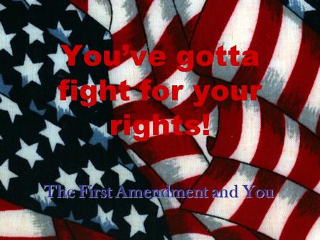 Youve gotta fight for your rights! The First Amendment and You.