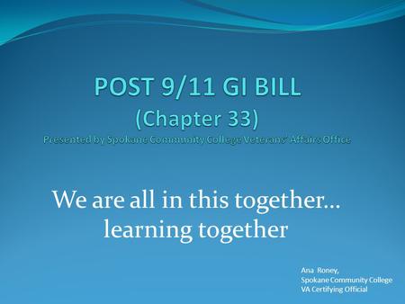 We are all in this together… learning together