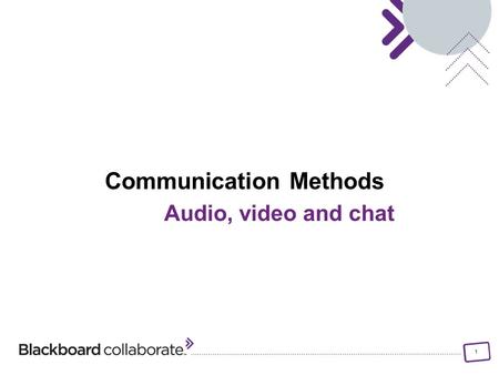 1 Communication Methods Audio, video and chat. 2 Objectives Identify different methods of communication – non- verbal, audio, video, and chat Identify.