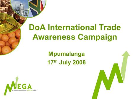 DoA International Trade Awareness Campaign Mpumalanga 17 th July 2008.