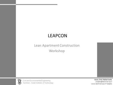 Lean Apartment Construction Workshop