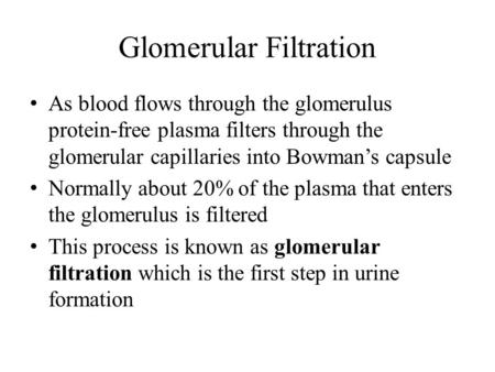 Glomerular Filtration