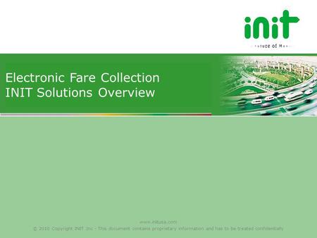 Electronic Fare Collection INIT Solutions Overview