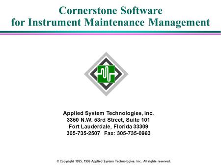 Cornerstone Software for Instrument Maintenance Management