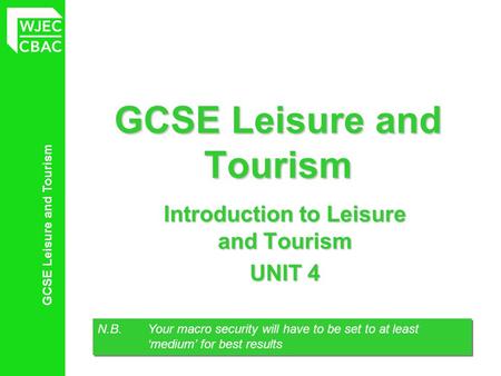 GCSE Leisure and Tourism