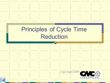 1 Principles of Cycle Time Reduction Copyright 2000.