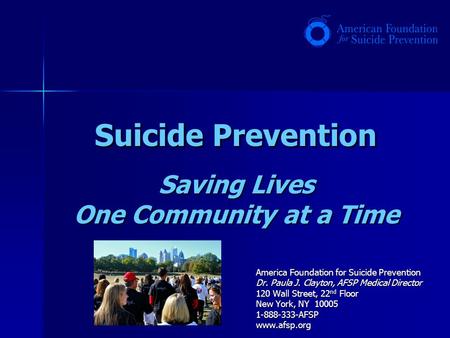 Suicide Prevention Saving Lives One Community at a Time