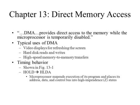 Chapter 13: Direct Memory Access