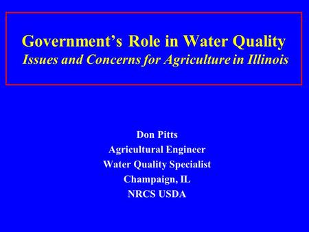 Agricultural Engineer Water Quality Specialist