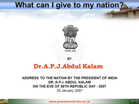 What can I give to my nation?