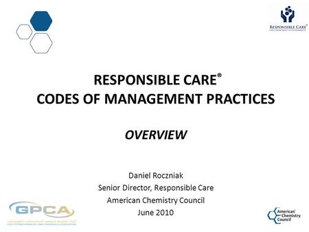 Responsible CarE® Codes of Management Practices Overview