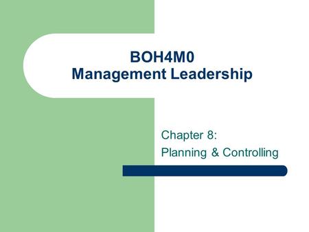BOH4M0 Management Leadership