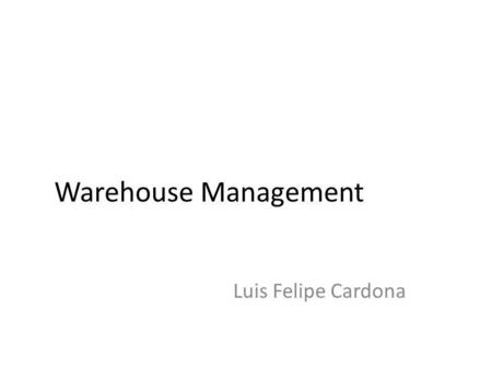 Warehouse Management Luis Felipe Cardona.