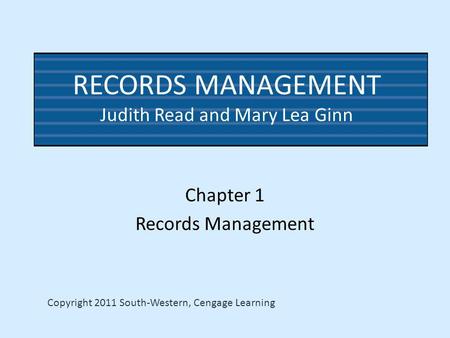 Chapter 1 Records Management