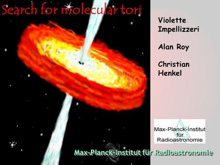 Search for molecular tori Violette Impellizzeri Alan Roy Christian Henkel Max-Planck-Institut für Radioastronomie.