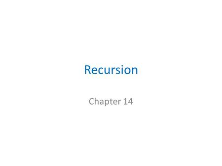 Recursion Chapter 14. Overview Base case and general case of recursion. A recursion is a method that calls itself. That simplifies the problem. The simpler.