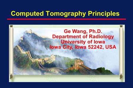 Computed Tomography Principles