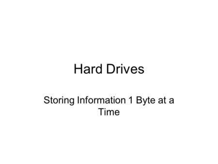 Hard Drives Storing Information 1 Byte at a Time.