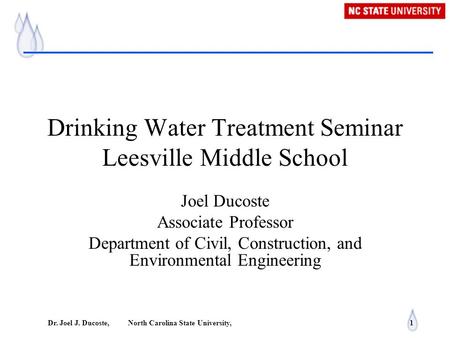 Drinking Water Treatment Seminar Leesville Middle School