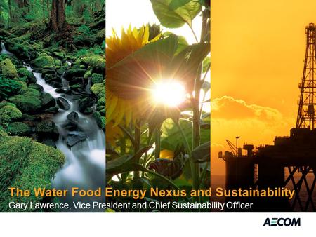 The Water Food Energy Nexus and Sustainability Gary Lawrence, Vice President and Chief Sustainability Officer.