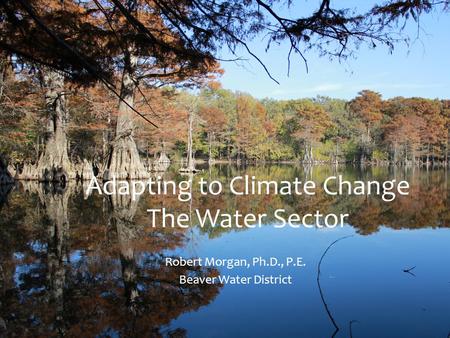 Adapting to Climate Change The Water Sector Robert Morgan, Ph.D., P.E. Beaver Water District.
