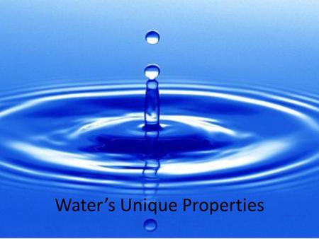 Water’s Unique Properties