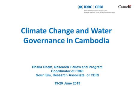 Climate Change and Water Governance in Cambodia