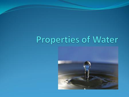 Water Facts: Formula = H 2 O Three phases – Solid, liquid, and gas Freezing point = 0˚C Boiling point = 100˚C Inorganic molecule (aka: non- living, does.